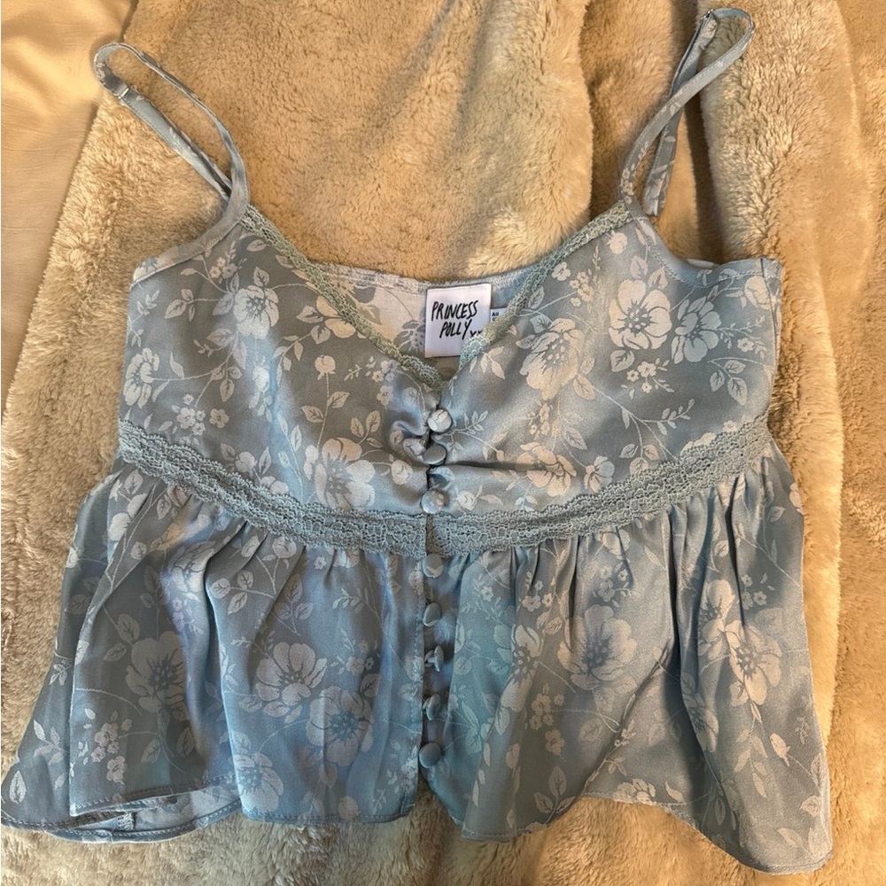 Princess Polly Blue Floral Women's Top